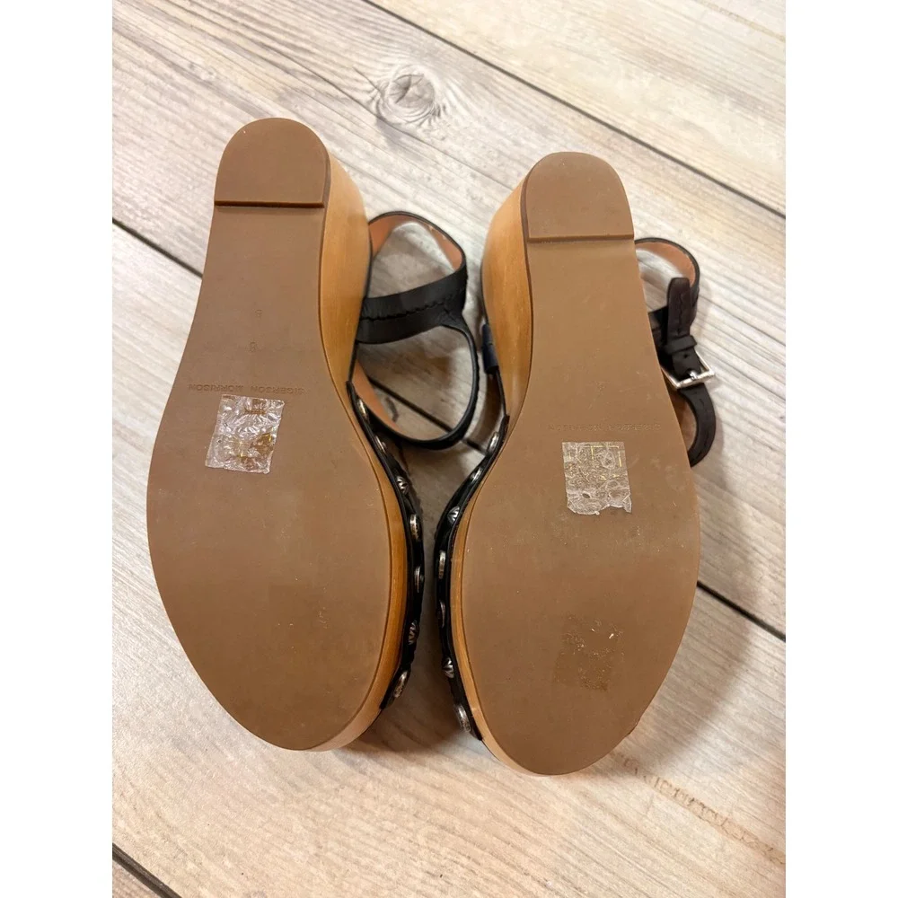 Sigerson Morrison Black Leather Cailey Platform Sandals Women's 8 Casual Retro
